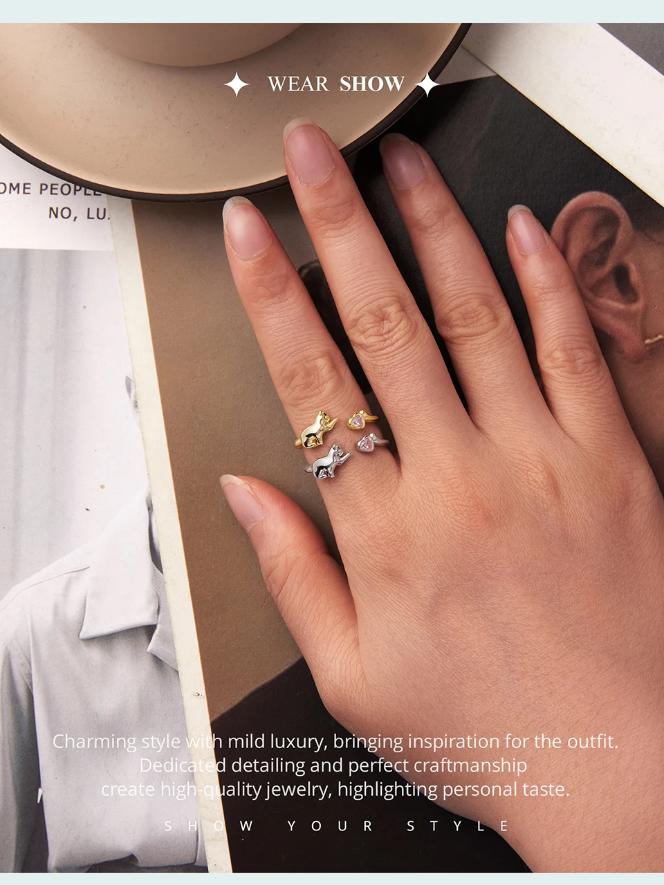 Sterling Silver Pet Cat Ring With Pink Heart Zirconia - PeticaDeals