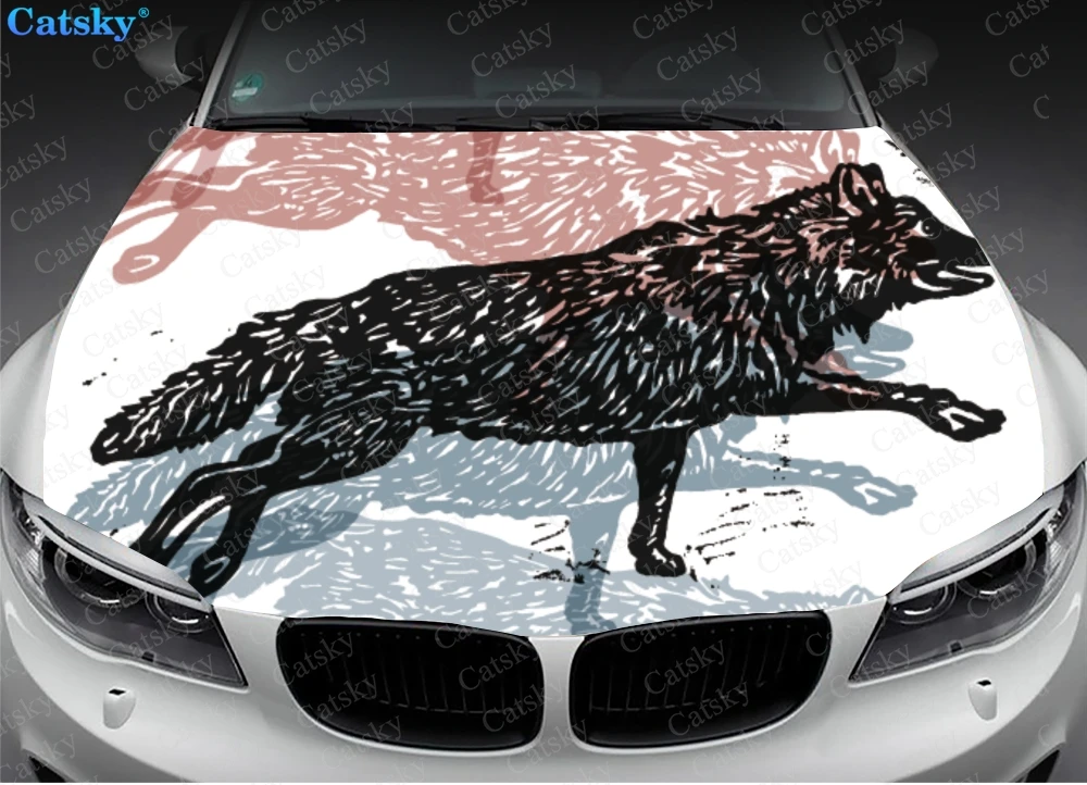 

Wolf animal wolf king Car hood wrap lion decal, bonnet vinyl sticker, full color graphic decal, CUSTOM made to Fit Any Car