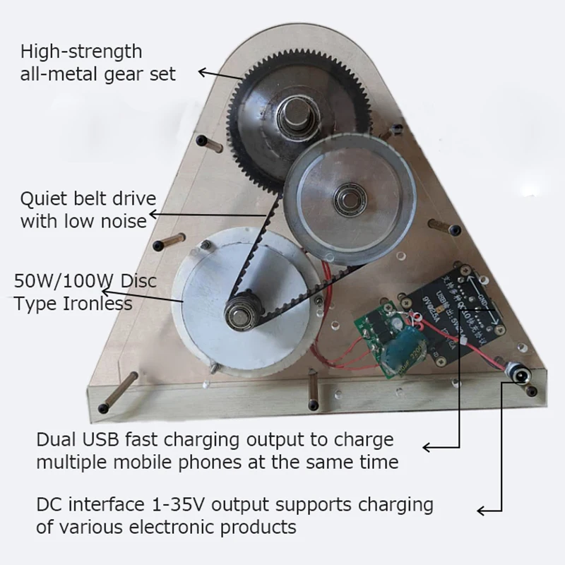 50W 100W Portable Pedal Generator Spinning Bike Dual USB Output