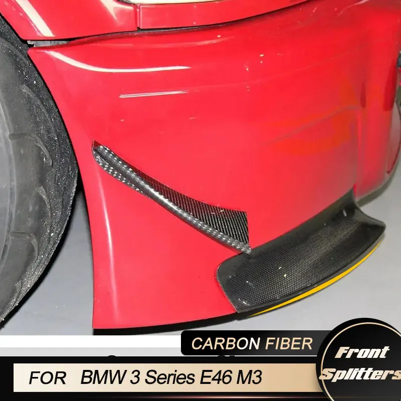 Auto Paraurti Anteriore Lip Splitter Per Bmw Serie 3 E46 M3 2000-2006 Racing Front Splitter Grembiule Lip Corner Body Kit In Fibra Di Carbonio