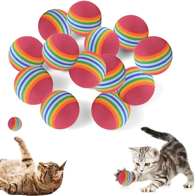 

Rainbow Cat Toy Balls Soft EVA Foam Interactive Indoor Kittens Favorite Toys 3.5 - 4.2 - 6.2cm Dia. Small Dogs Puppies Toy Balls