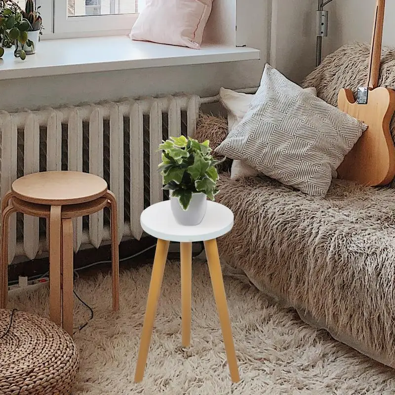 1Pc Wood Plant Stand Flower Pot Stool Flowerpot Holder Wooden Round Stool Balcony Display Rack Home Decoration