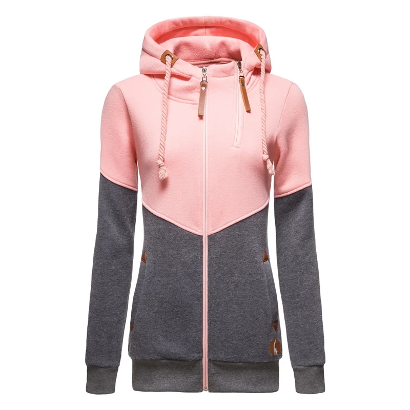 Sudadera con capucha para mujer, chaquetas ajustadas de retales informales para mujer, sudaderas con capucha cálidas marca de estilo largo para novedad de primavera 2021|Sudaderas con capucha y -