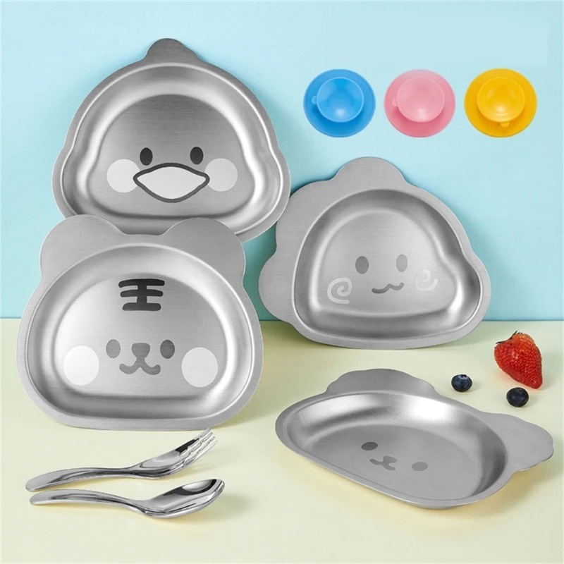 Stainless Steel Children Dinner Tray Dinner Plates Plates Canteens Serving Plate Stainless Steel for Campers