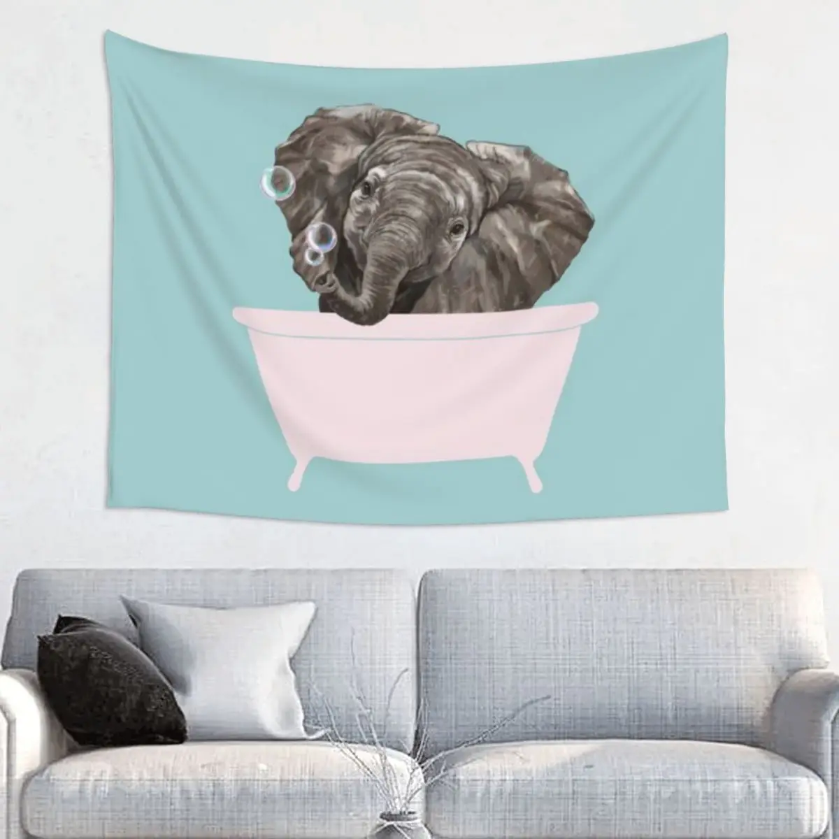

Baby Elephant In BathtubA Tapestry