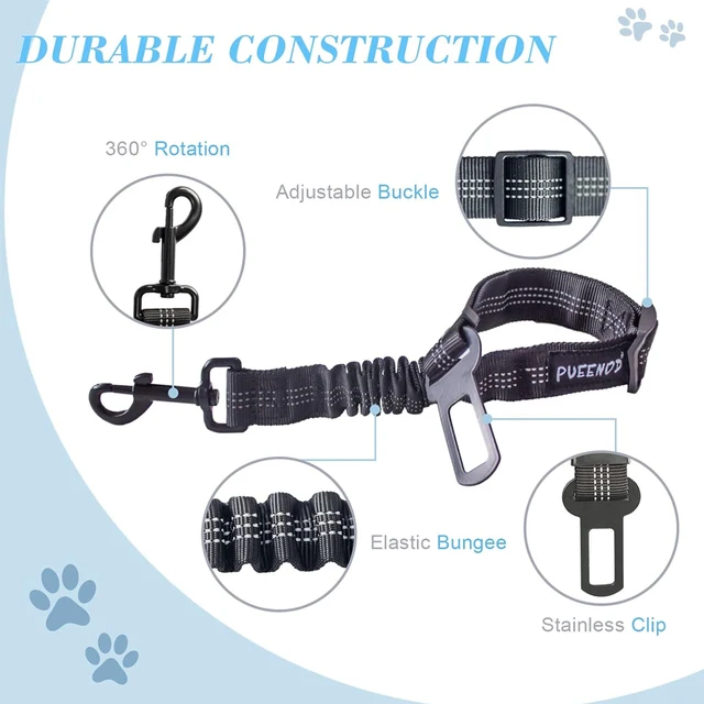 1 Pack Adjustable Dog Seat Belt, Elastic & Reflective Style, Durable Nylon Material, Pet Car Safety Belt, Dog Safety Accessory 2