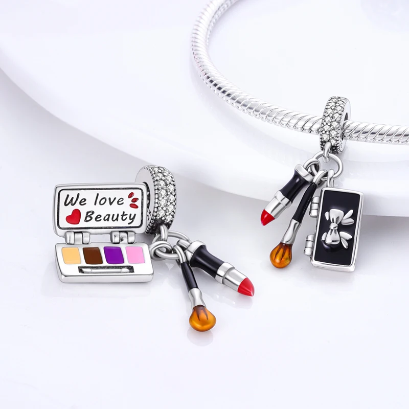 S925 Silver Plated Cute Claw Bone Love Beads Charms Pendants for Original Bracelets DIY Jewelry Gifts silver charms