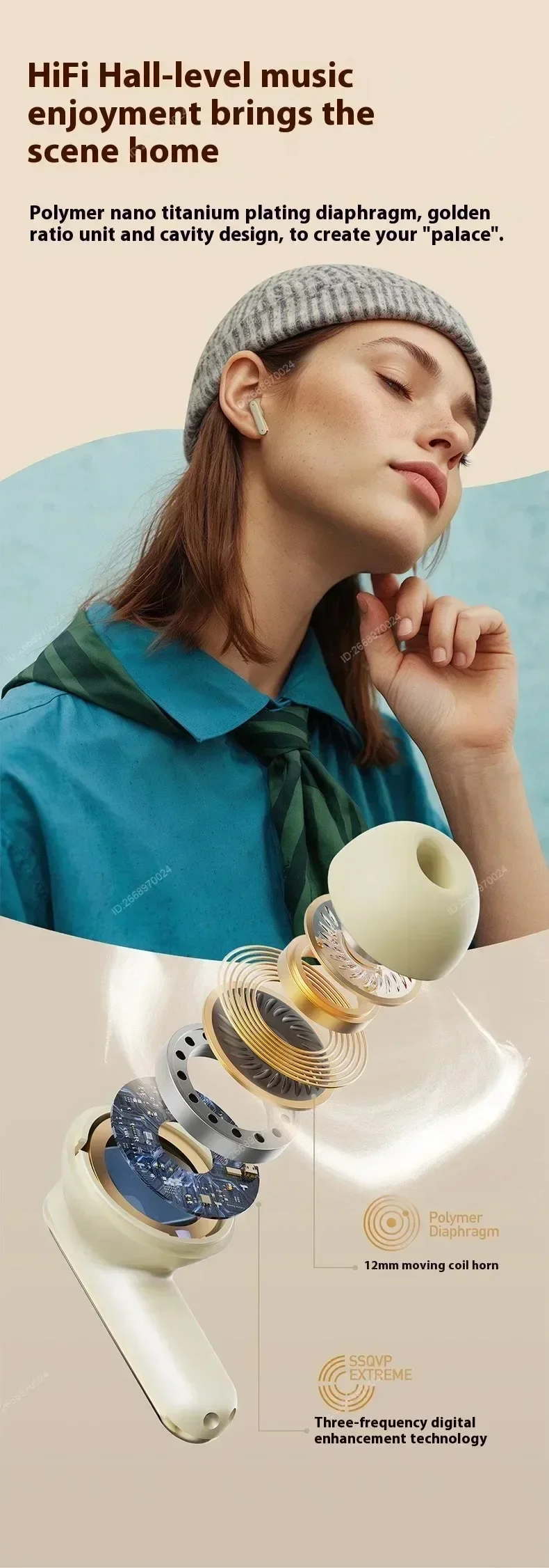 In-ear Bluetooth Earbuds With Leather Texture And Touch Control_voghion.com