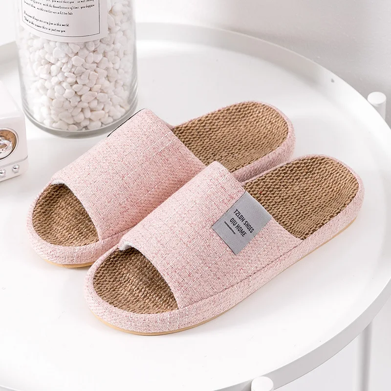House Bedroom Women Hemp Slippers Simple Ladies Slides Anti-slip Spring Summer Indoor Couples Cotton Flax Shoes 