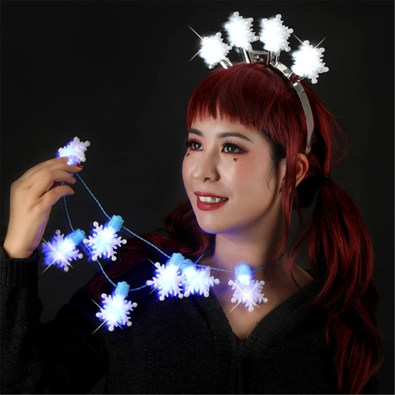 

LED Snow Shape Light String for Holiday Christmas Necklace Light Up Party