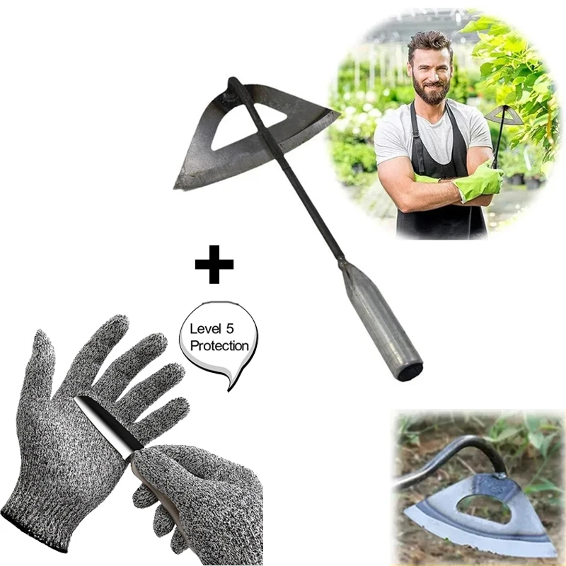 All-steel Hardened Hollow Hoe&mitten Handheld Weeding Rake Planting Vegetable Farm Garden Agriculture Ranch Tools Accessories