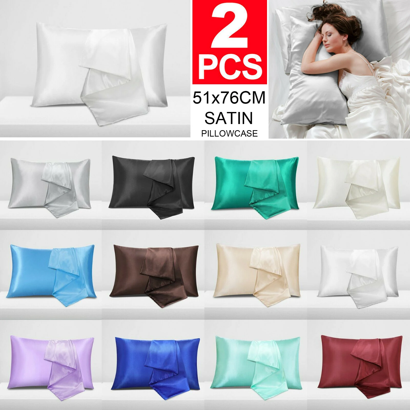Silk Pillowcase Satin Pillow Cases Cushion Covers Home Decor Bed Bedding 