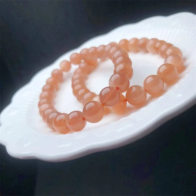 

8.5MM Natural sunstone bracelet Sunstone Clear Round Beads Bracelet Crystal Stretch For Women Man Chirstmas Gift 1PCS
