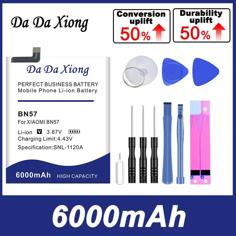 

DaDaXiong 100% New 6000mAh BN57 Bateria for Xiaomi Pocophone X3 Poco X3 Pro Free Accompanying tool