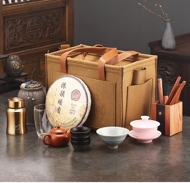 Description Picture 6 of item2024 Outdoor Travel Tea Set Storage Bag Portable Car Teapot Tea Cup Storage Bag Multi functional Storage Bag Tea Cozies LF395