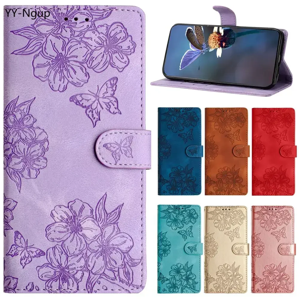 Floral Leather Wallet Back Cover with Card Holder