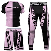 New Designer Boxing Jersey jiu jitsu No Gi Rashguard Set Pink Compression Active Wear For Men Women Custom Grappling Fightwear 1