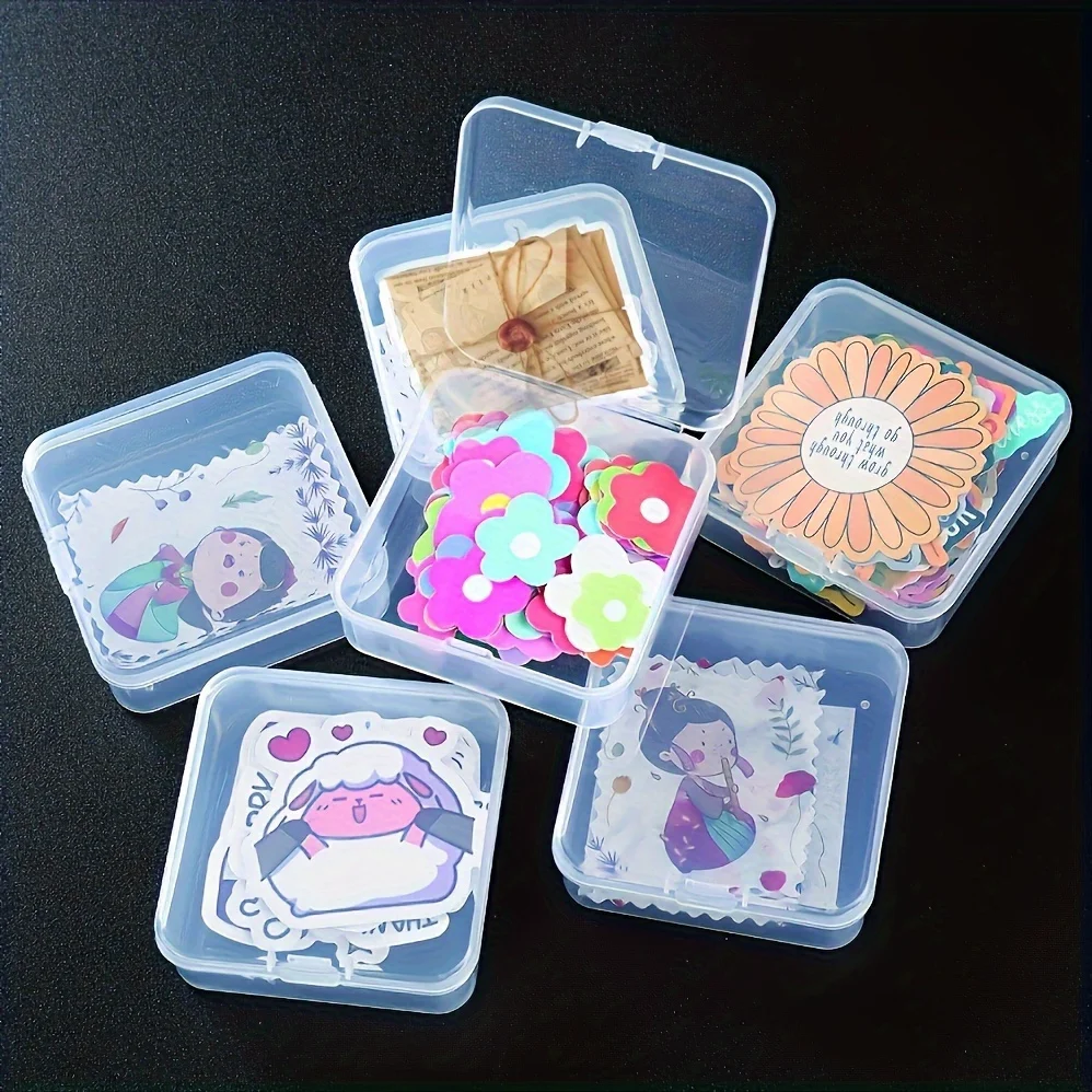 5pcs Mini Transparent Portable and Organized Storage Boxes for Accessory Sticker Organizer 5