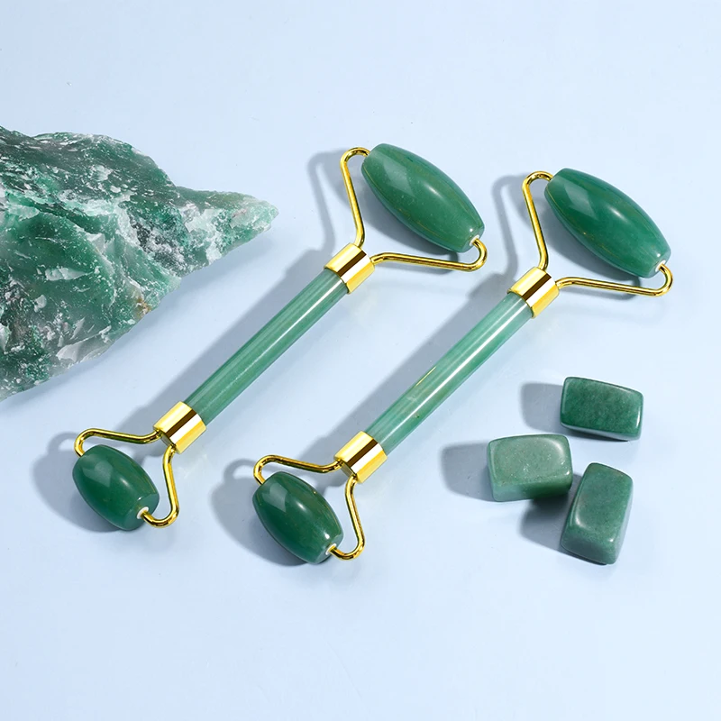 Natural Green Aventurine Jade Facial Massage Roller SPA Beauty Health Instrument Fat Scraping Facial Skin Care Tools