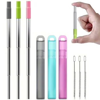 Collapsible Stainless Steel Travel Straw Set 1