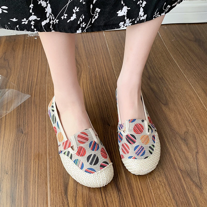 Women Loafers Women Fashion Ballet Flats Work Shoes Ladies Knitted Mesh Loafers Breathable Female Slip-On Boat Shoes Casual Sport Sneaker