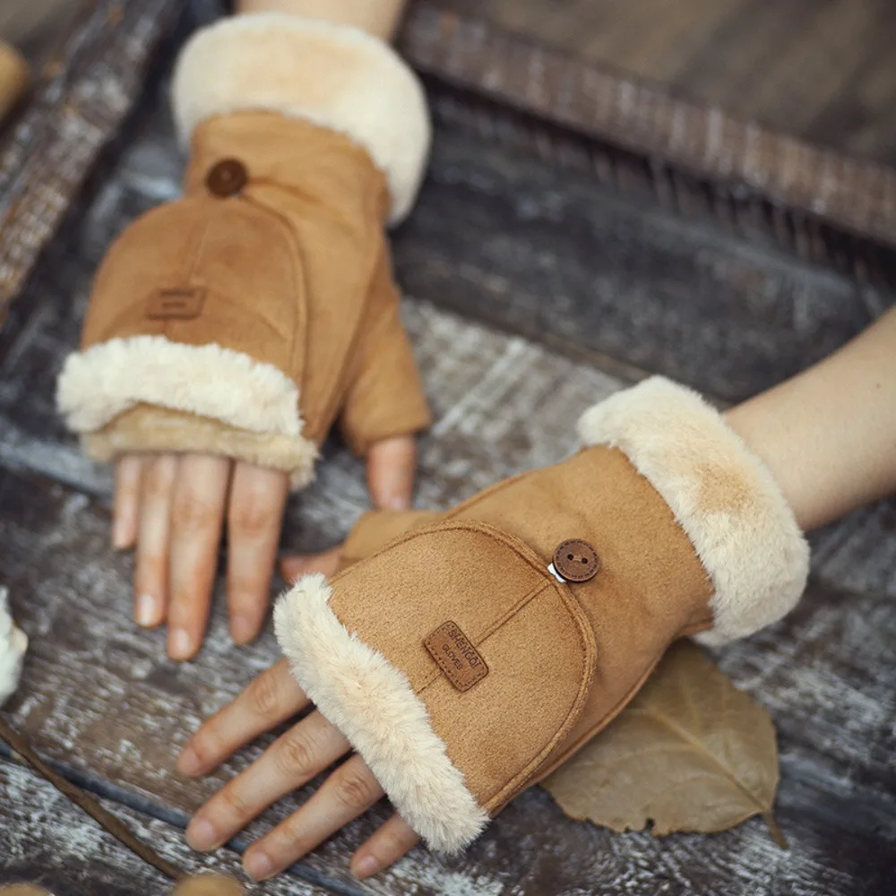 Fashion Thick Half Finger Gloves Keep Warm Winter Gloves Touch Screen Fingerless Gloves Cycling