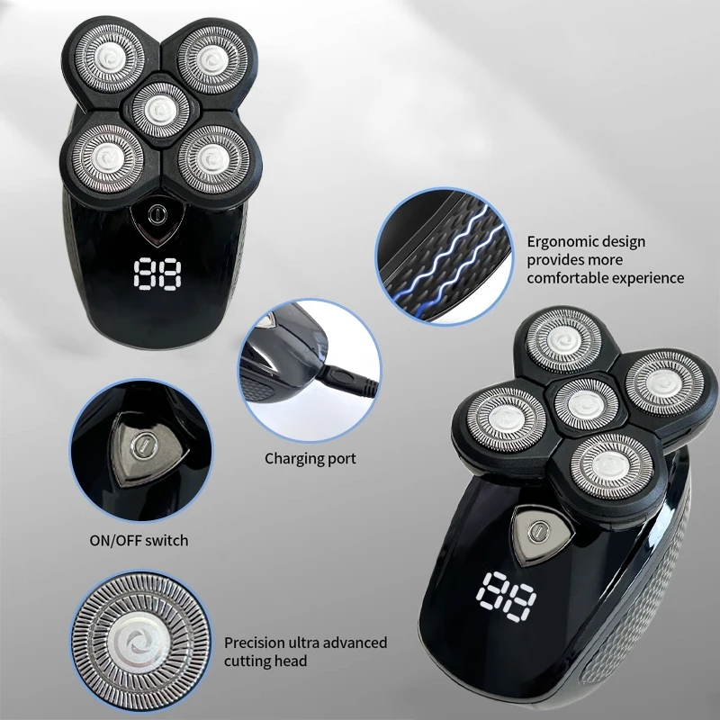 5D Electric Shaver for Bald Men 5 in 1 Professional Mens Razors Shavers Waterproof Bald Shaver Wet&Dry Bald Shaving Grooming Kit 2