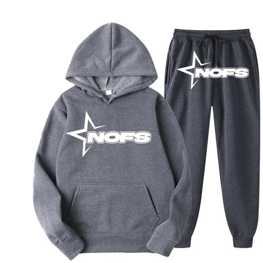 2024 Fashion new Harajuku Hip hop fashion punk rock Goth sweatpants, loose two-piece casual tracksuit