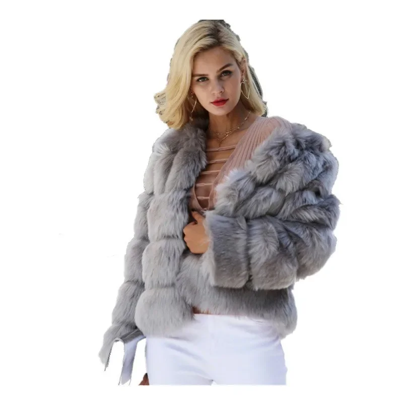 

Faux Fur Patchwork Coat for Women Short Fitting Fur Coat for Winter Women