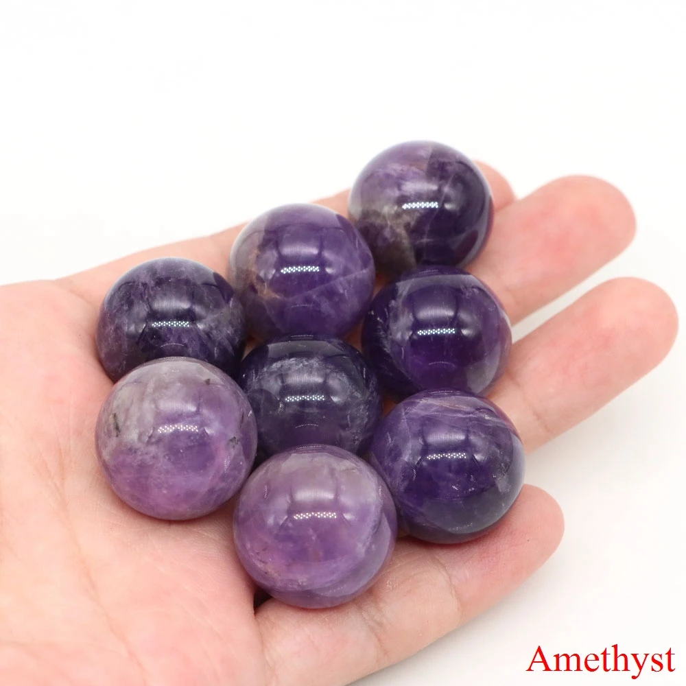 thumbnail image 1 of Bolas redondas de cristales naturales de 20 mm, amatista, cuarzo, piedra no porosa, esferas de piedras preciosas para hacer collares, pulseras y joyas, 1 of 5