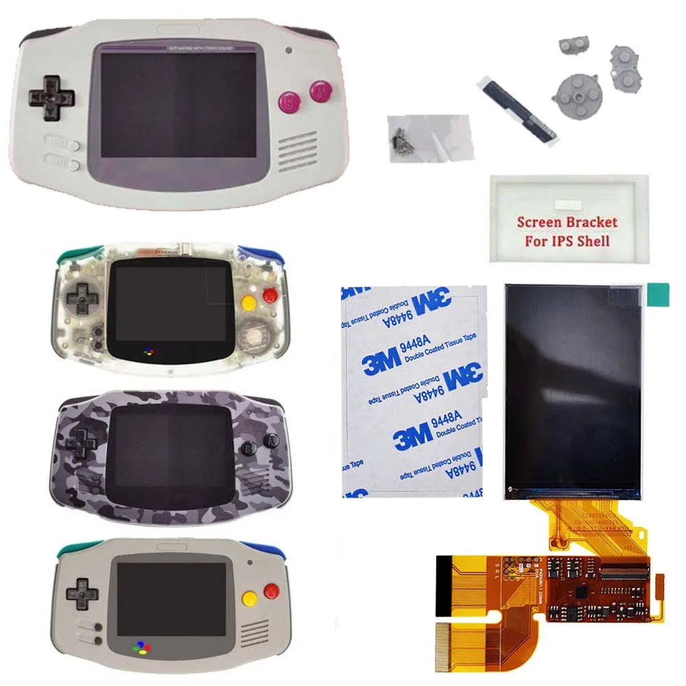 new-ips-housing-shell-with-2022-ips-v3-lcd-screen-kits-sets-for-gba-high-light-brightness-backlit-ips-v3-lcd-screen-kits