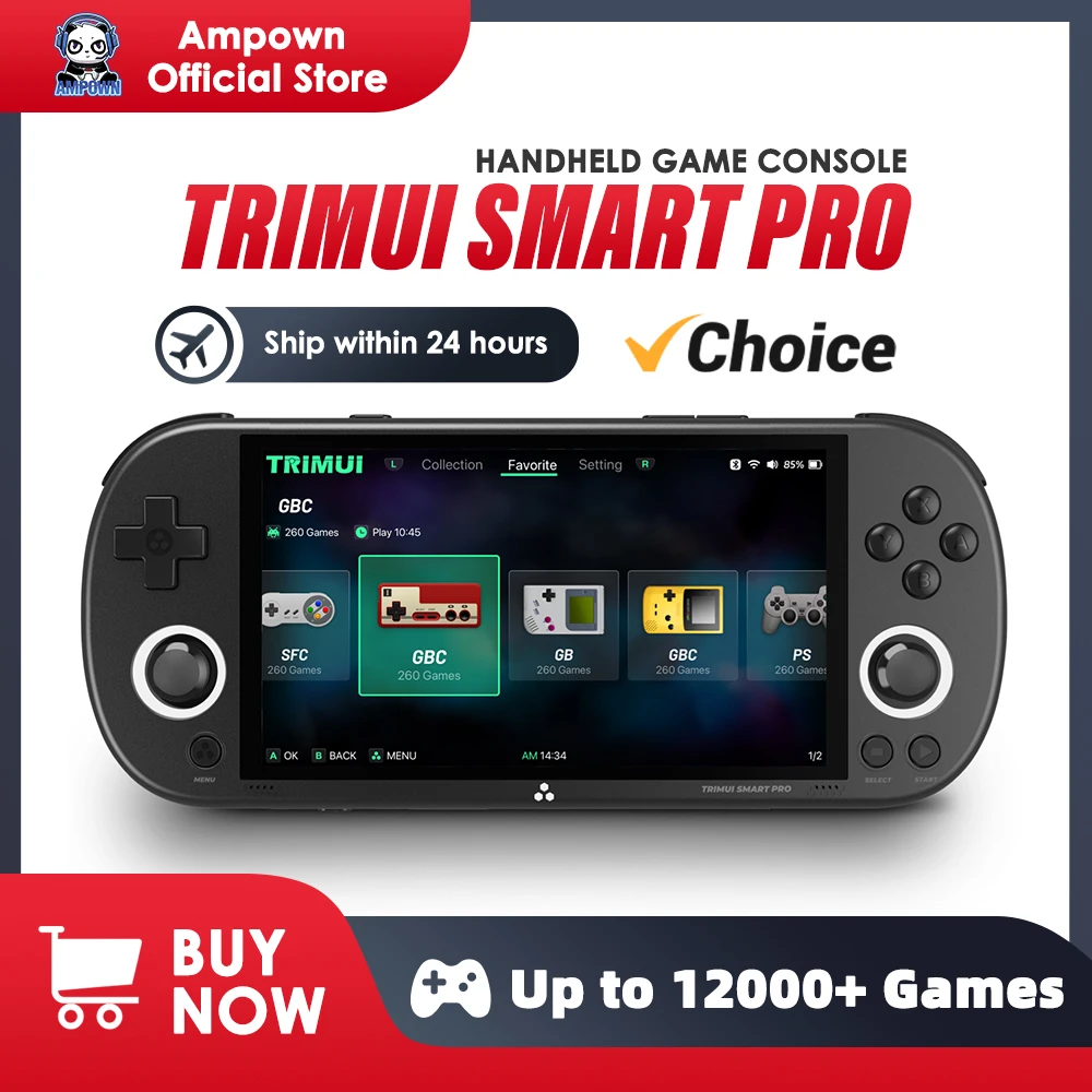 Trimui Smart Pro Console Portatile – Schermo IPS 4.96'', 20+ Emulatori, Linux, Batteria 5000mAh, Bianco