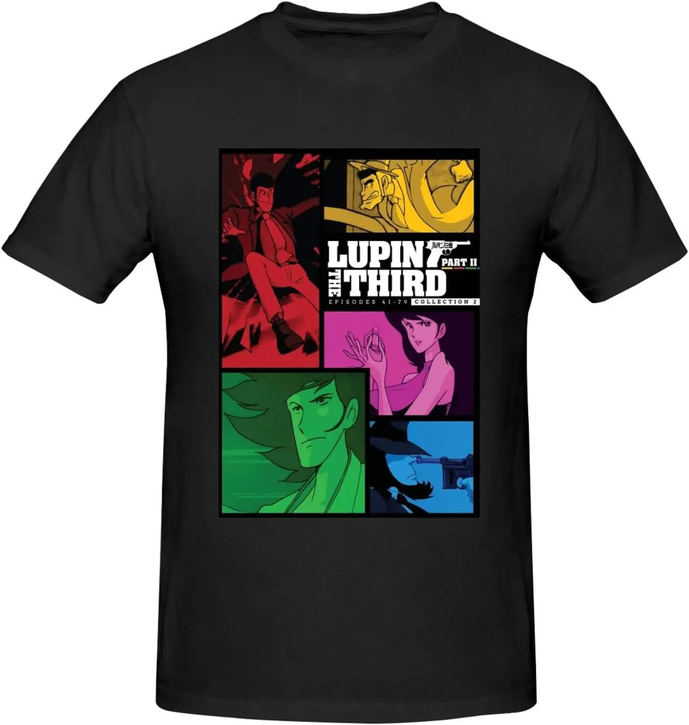 

Lupin The Third Men's T-Shirts Cotton Short Sleeve Crew Neck Fashion Graphic Print Tees Black