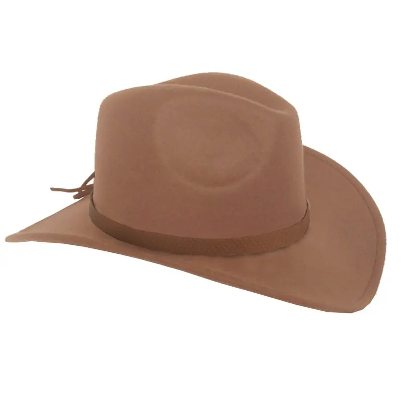 Cowboy Hat for Men Women Felt Wide Brim Cowgirl Hat with Strap 3