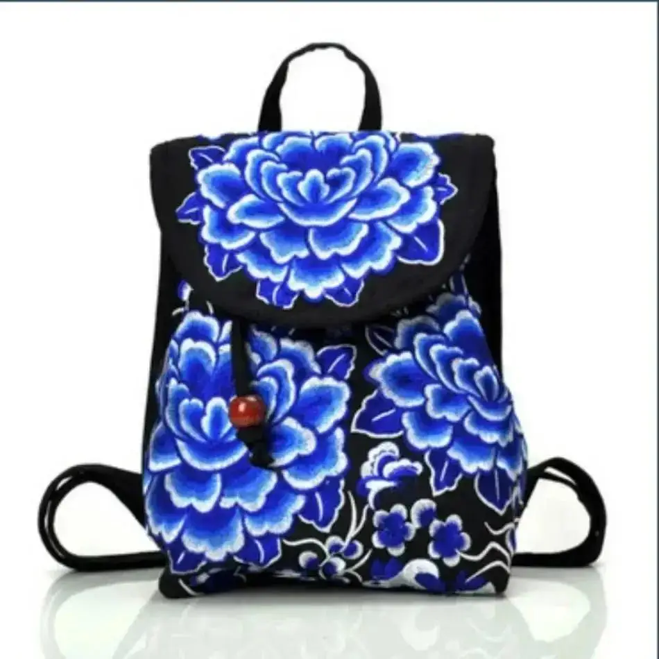 1 Pcs National Embroidery Women Shopping Cover Backpacks!Nice Floral Embroidered Lady Bohemian Backrack Top-sale Canvas Backpack