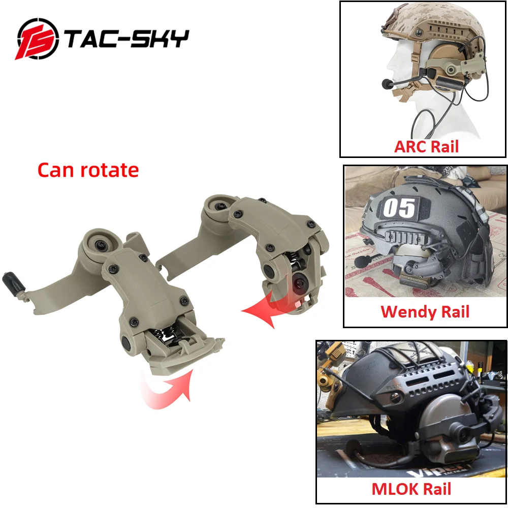 

TS TAC-SKY Tactical Headset COMTAC II III Helmet Mount Adapter Compatible with ARC Rail / Wendy Rail / MLOK Rail for Helmets