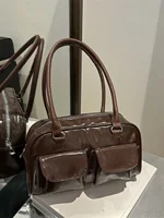 Retro Personali Commuter Double ket Handbag Faionable Underarm Single oulder Bag New Autumn Design Korean Sle Wome...