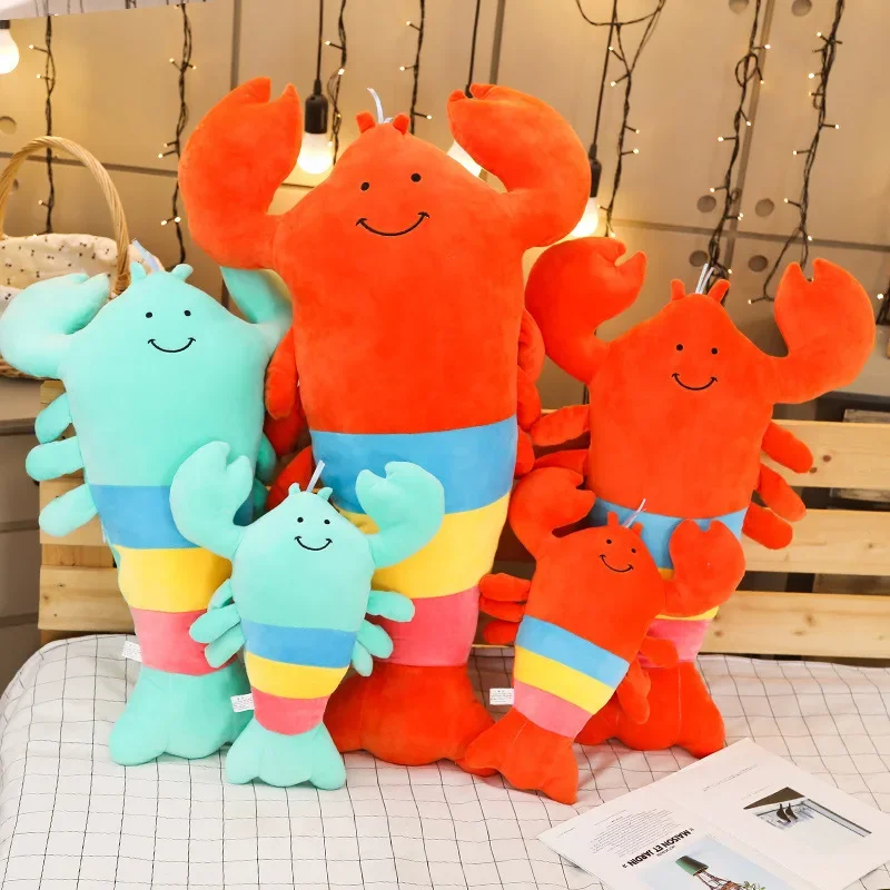 Cartoon Colored Lobster Plush Toy Large Shrimp Pillow Doll Funny Children's Birthday Gift