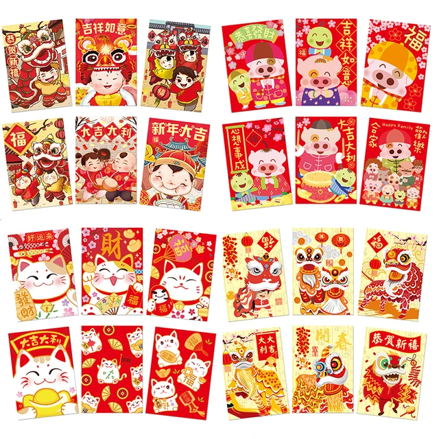 2023 Chinese Rabbit Year Festival Hongbao Bronzing Red Envelope Cartoon  Childrens Gift Money Packing Bag Lucky Red Packets Bag - AliExpress