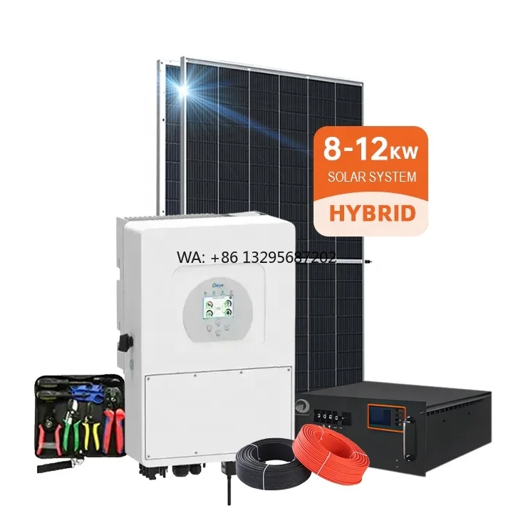 ระบบแผงโซลาร์เซลล์แบบไฮบริดสามเฟส Deye พร้อมอินเวอร์เตอร์ครบชุด 8Kw 10Kw 12kw 15kw ระบบกักเก็บพลังงานไฮบริดพร้อมแบตเตอรี่ 1