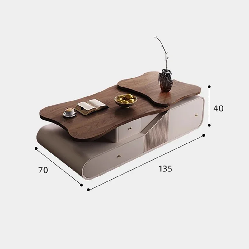 Multi Functional Lift Walnut High End Coffee Table Lift Top Designer Light Luxury Side Table Living Room Mesa Salon Furniture