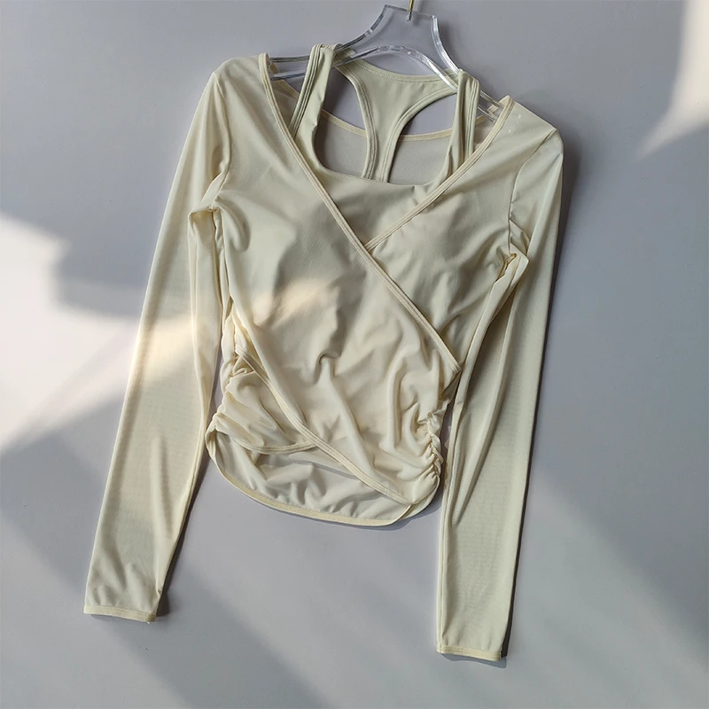 thumbnail image 1 of Traje de Yoga adelgazante de malla Sexy para mujer, Sujetador deportivo falso, dos piezas de entrenamiento de secado rápido, cubierta de Pilates, 1 of 6