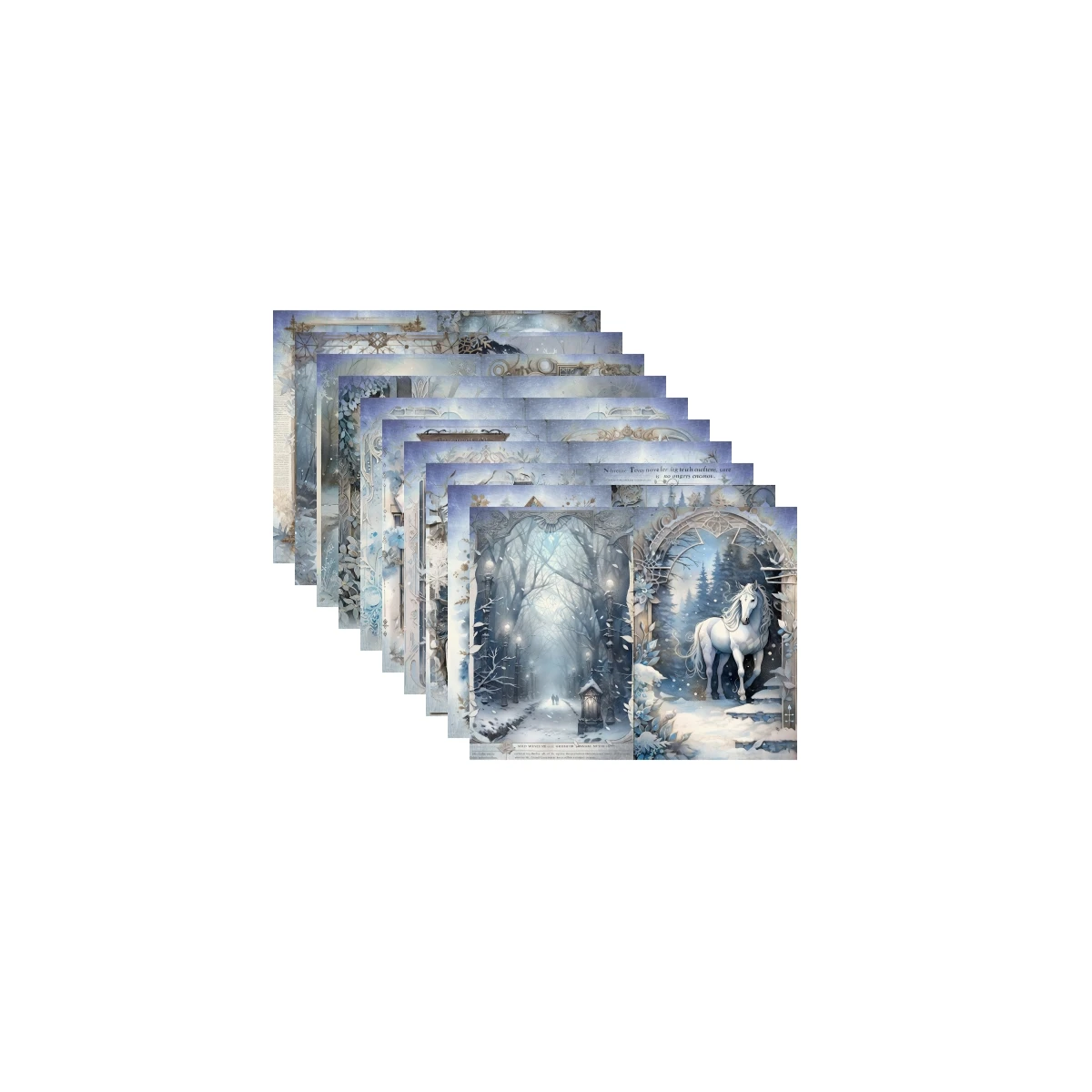 10 Sheets A5 Size Christmas Winter Snow Scene Girl Street Light Vintage Grunge Journal Planning Scrapbooking