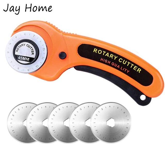 45mm Rotary Cutter with 5 Replacement Blades Safety Lock Rotary Cutter Set  Sewing Cutting Tool for Fabric Papers Leather Crafts - AliExpress