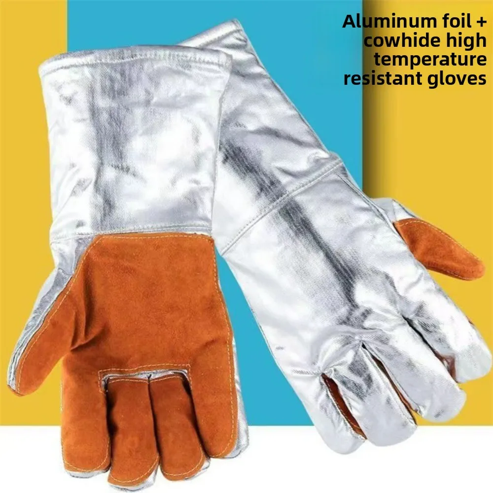 Heat-Resistant Aluminum Foil Protective Gloves – High-Temperature Industrial Thermal Insulation Gloves