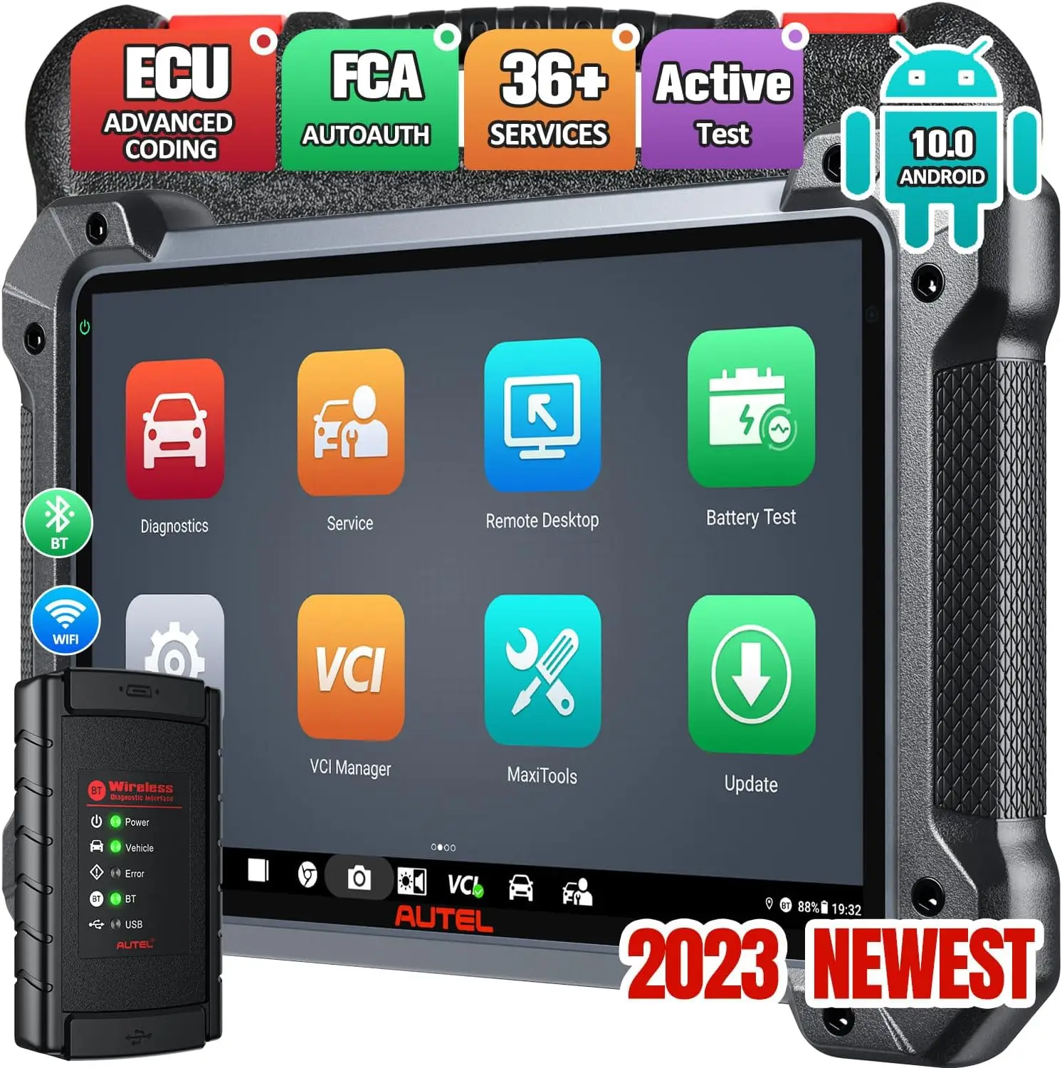 

Autel MaxiCOM MK908 II Diagnostic Tool ECU Coding Bidirectional OBD2 Scanner update of MK908 MS908 AutoScan 2.0 FCA AutoAuth