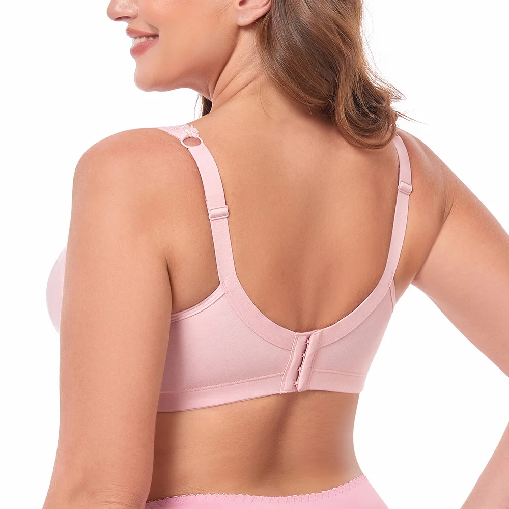 TELIMUSSTO Women's Floral Lace Cotton Bra Plus Size Wire-Free Non-Foam Comfort Wide Straps Full Coverage Sleep Underswear