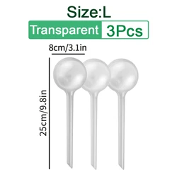 Set of 3 Clear Self - Watering Plant Globes for Garden and Indoor Flowers (Transparent - L)