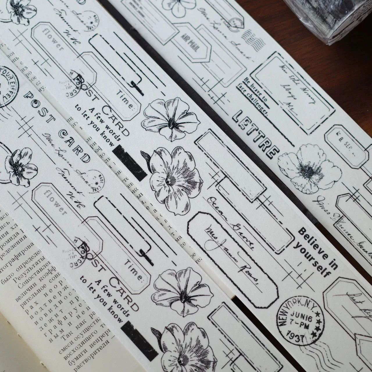 Vintage Flower And Frames Washi PET Tape Decorative Stickers Stationery Stickers Stationery Tapes Diy Scrapbooking Accessories Stationery Supplies