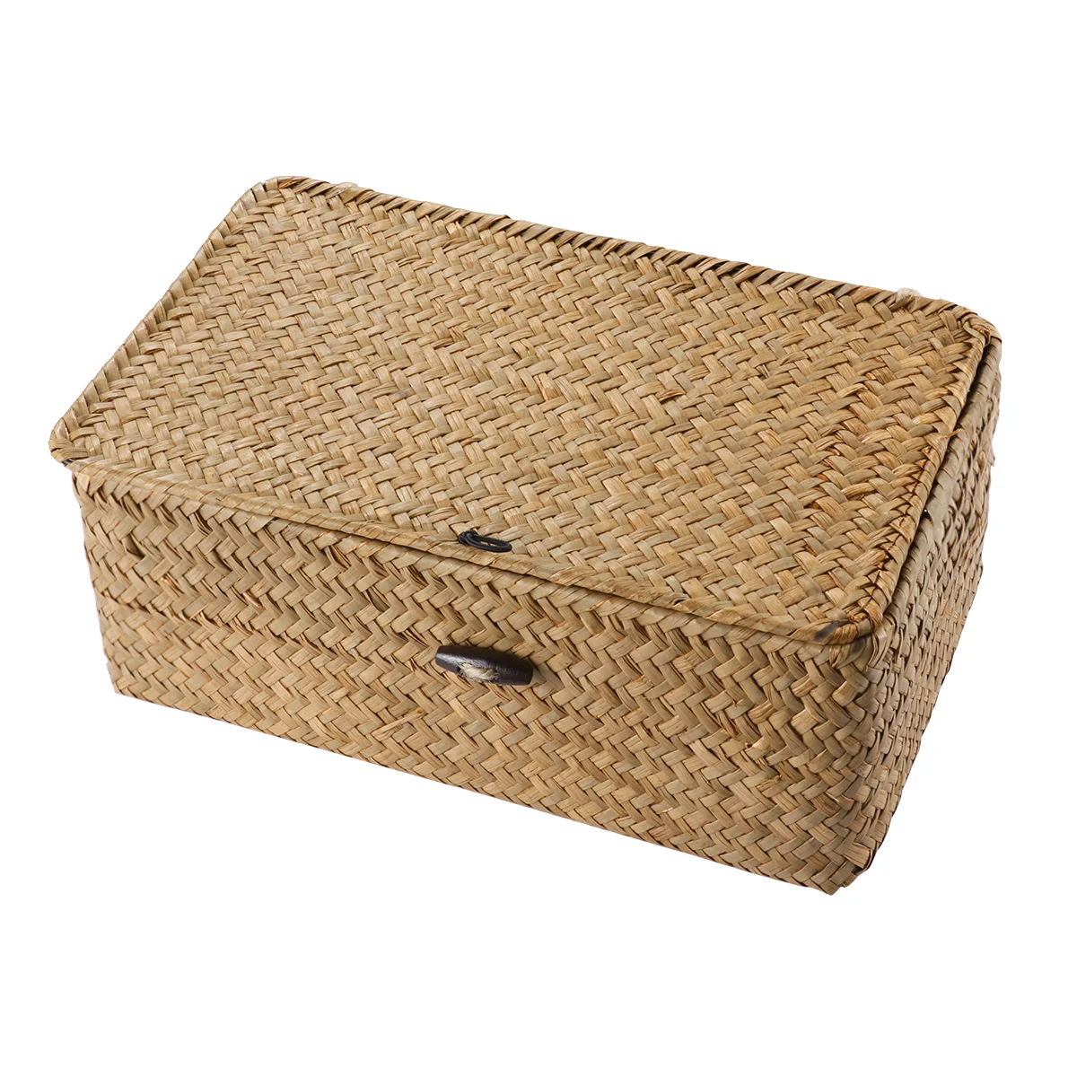 

Storage Basket Woven Baskets With For Box Seaweed Boxes Lid Rattan Desktop Decorative Organizing Lids Straw Small Table